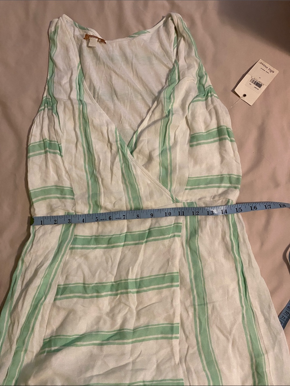 Ella Moss Mint Green and White Striped Maxi Anabel Dress Sz M